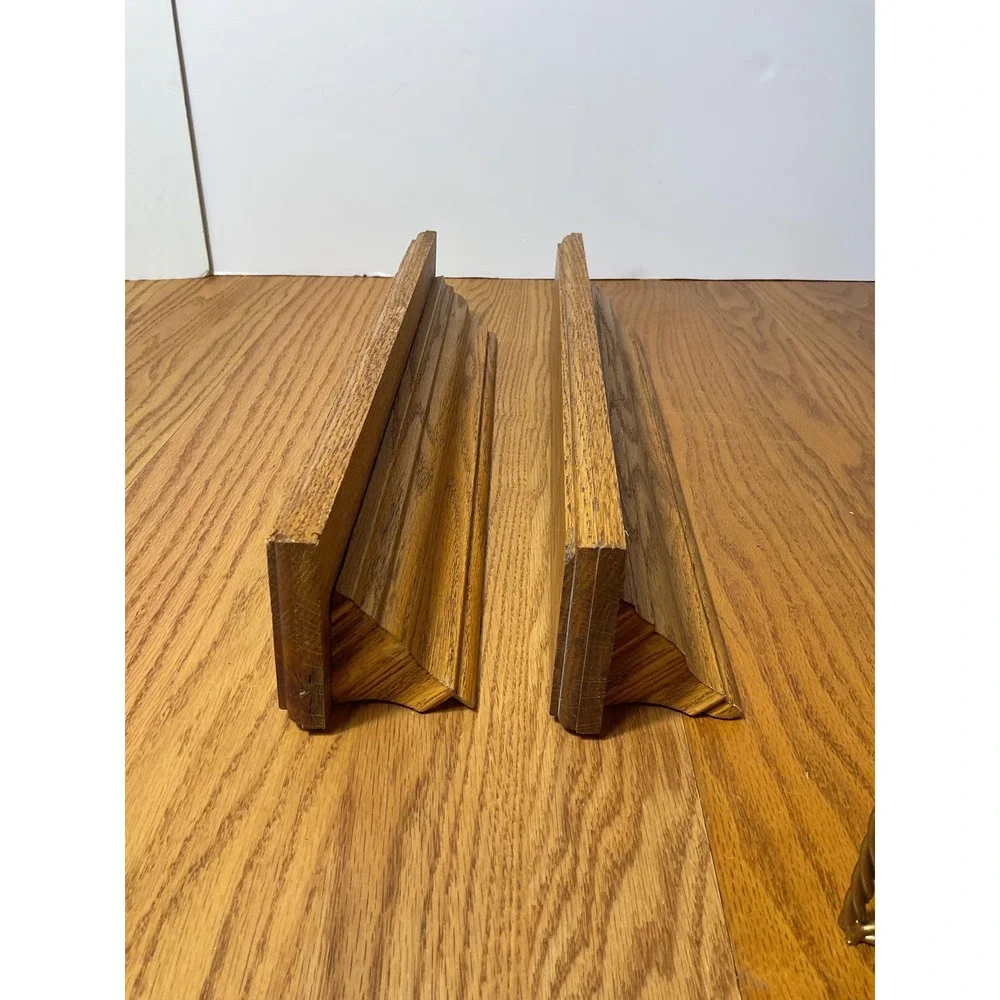 Vintage Solid Oak Wall Shelves Set of 2 Wood Display Shelves Cottage Decor